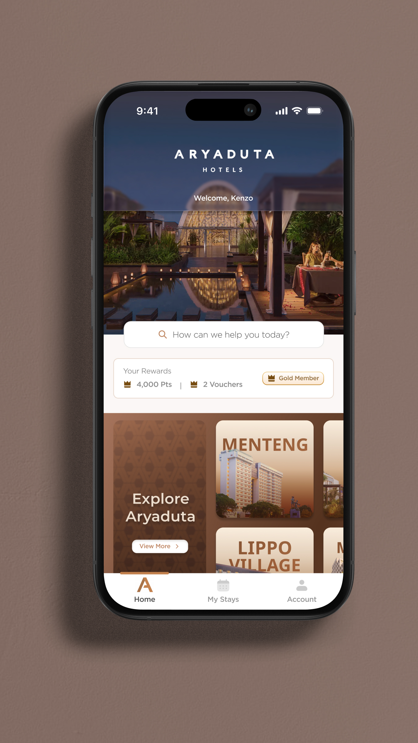 Guest Experience App home screen