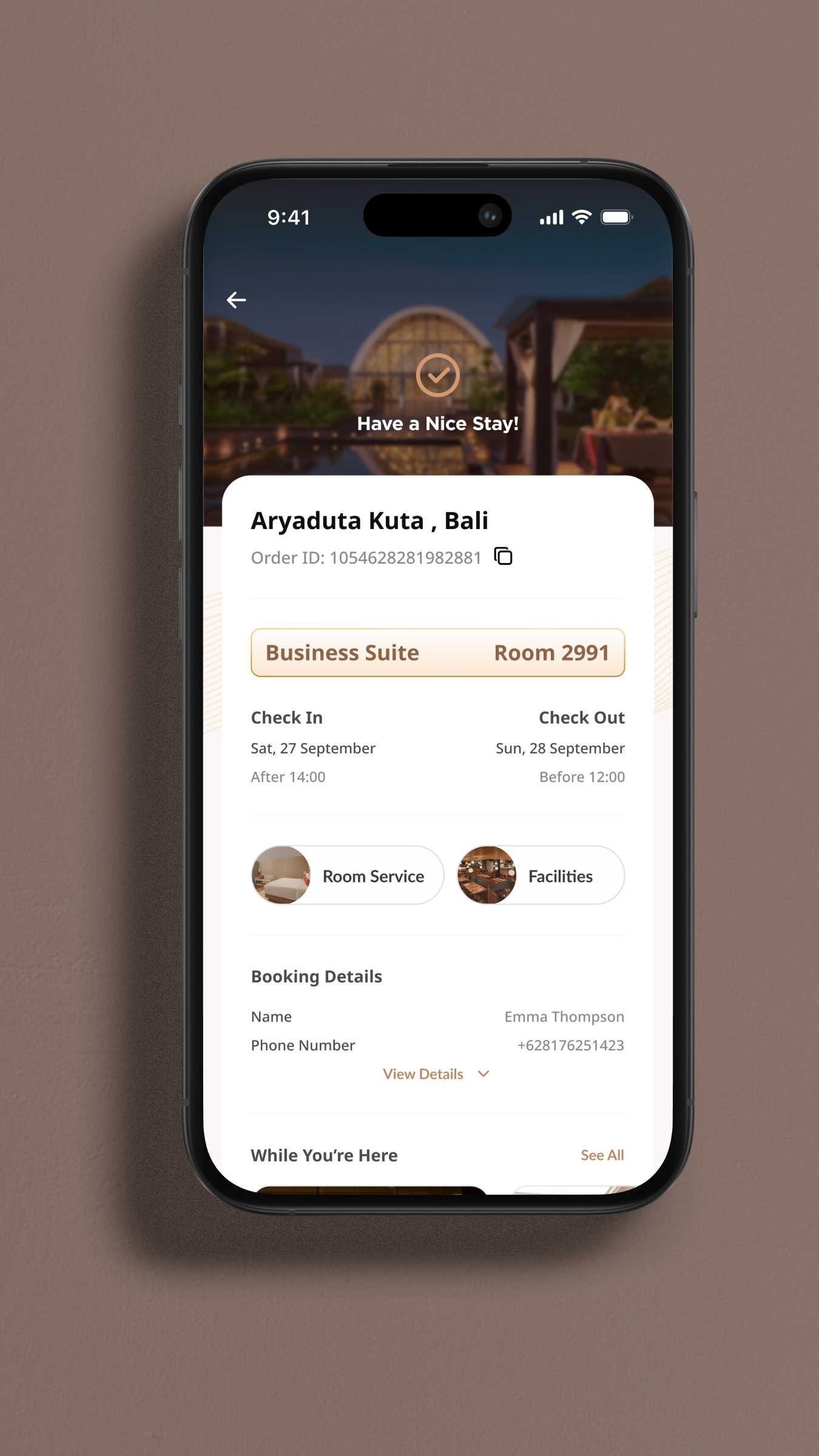 Guest Experience App, My Stays booking list
