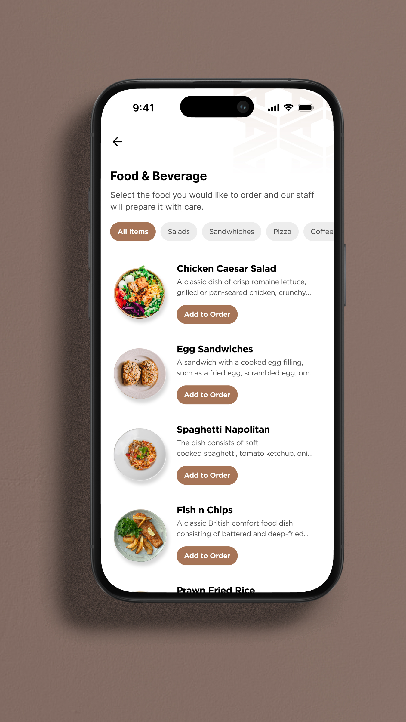 Guest request flow, Food and Beverage menu browsing